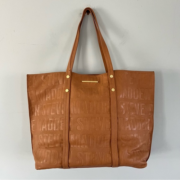 Steve Madden Handbags - Steve Madden Logo Signature Cognac Tote Purse